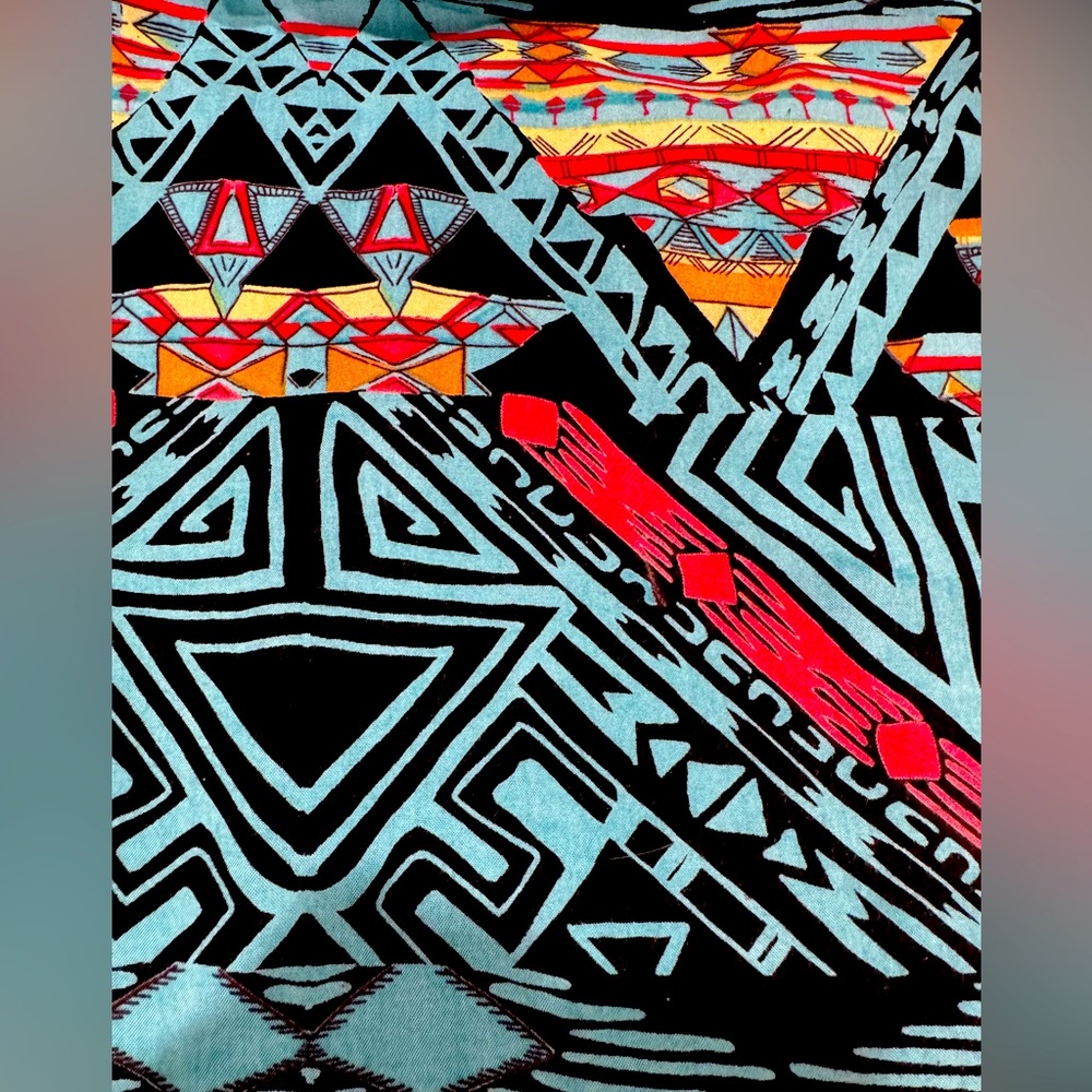 Angie V-Neck Tribal Print Smocked Back Versatile Strap Maxi Sundress Siz… - Picture 4 of 5
